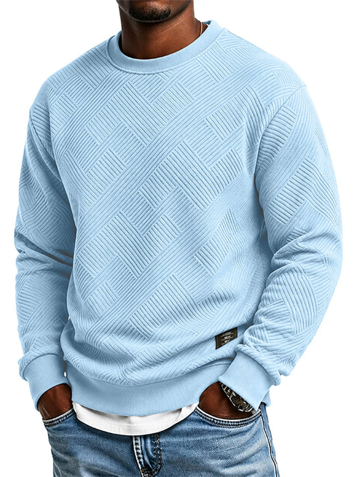 🏅 2000 Stück in 3 Tagen verkauft – schnell sein! Herren Langarm Jacquard Rundhals Sweatshirt Lockere Passform Verdickter Herbst Winter Oberteil Große Größen