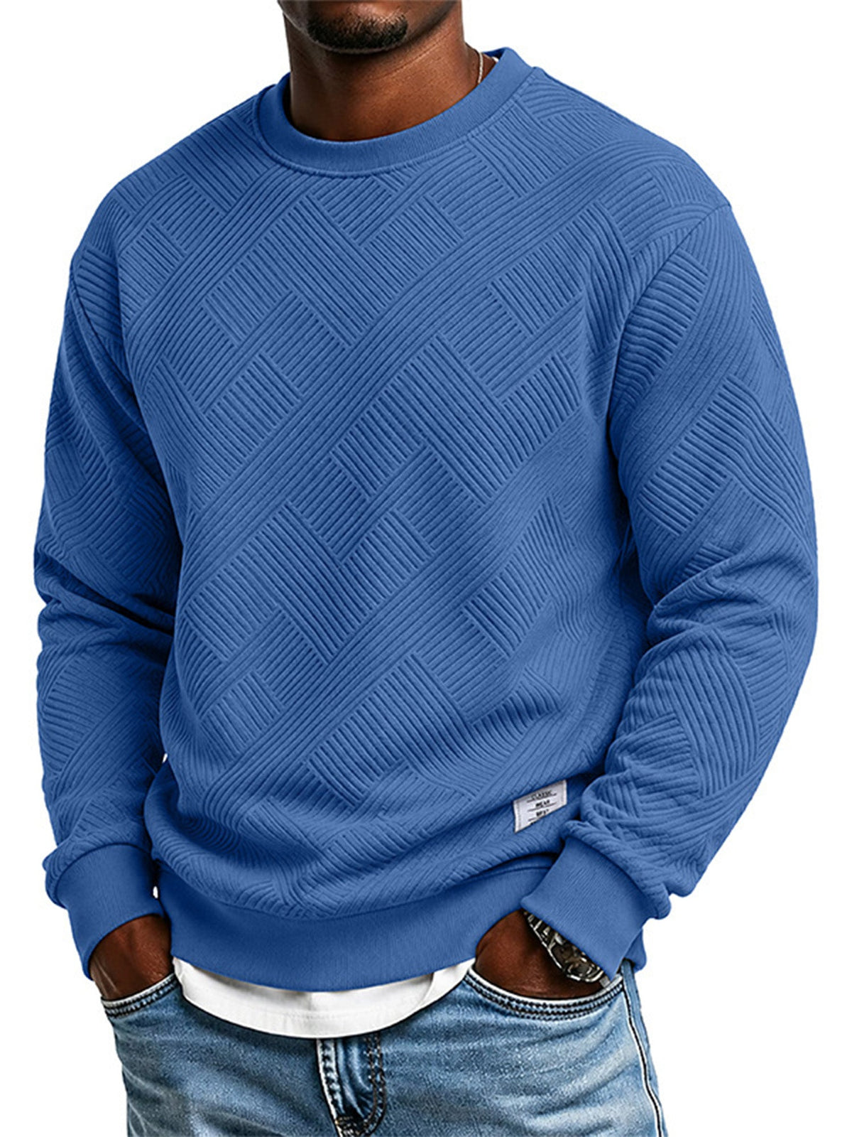 🏅 2000 Stück in 3 Tagen verkauft – schnell sein! Herren Langarm Jacquard Rundhals Sweatshirt Lockere Passform Verdickter Herbst Winter Oberteil Große Größen