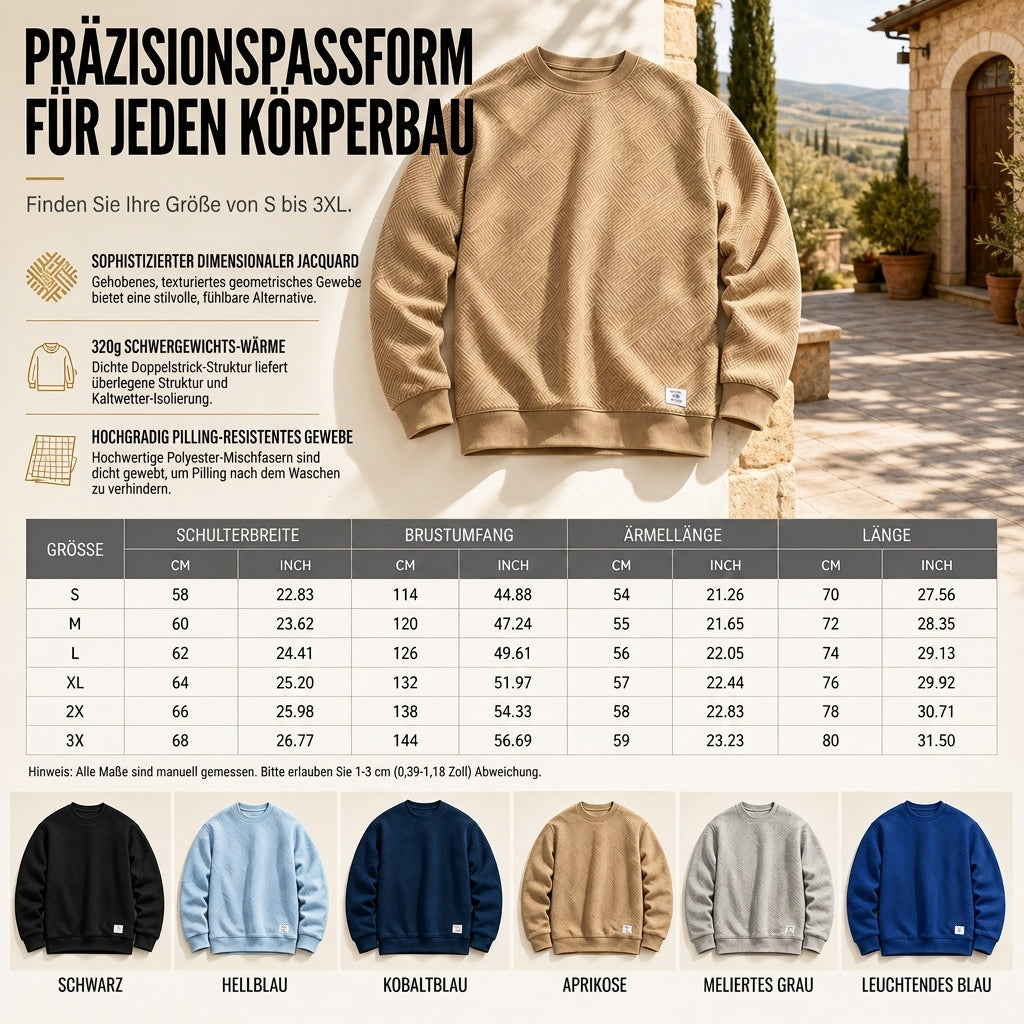 🏅 2000 Stück in 3 Tagen verkauft – schnell sein! Herren Langarm Jacquard Rundhals Sweatshirt Lockere Passform Verdickter Herbst Winter Oberteil Große Größen