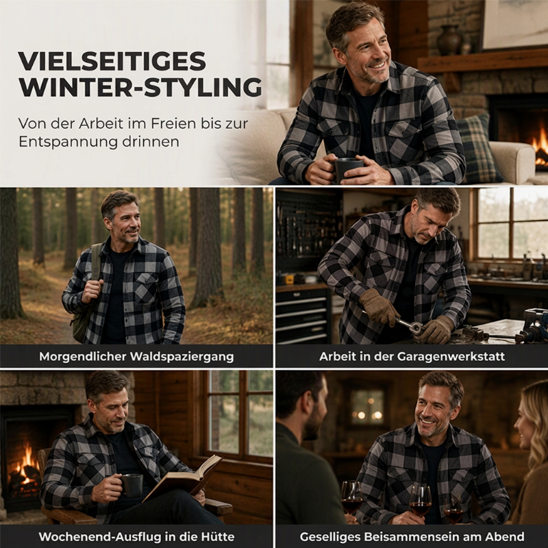 📢📢50%Rabatt!!!🎉✨Wärmflannelhemd Jacke für Herren im Winter Karomuster