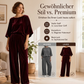 📢🎉50%Rabatt!!!🛍️✨Samt-Set für Damen: Kurzarm-Oberteil & Weite-Hose