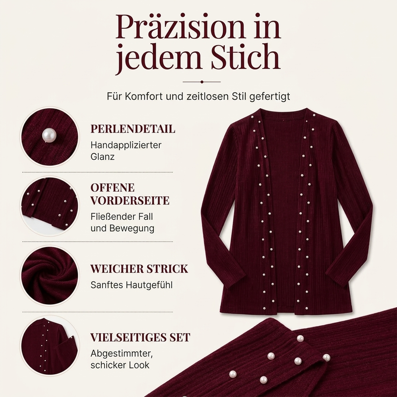 🧶Alles muss weg ✌ ✌  Damen Strickjacke mit Perlenbesatz – Weich, feminin & immer passend
