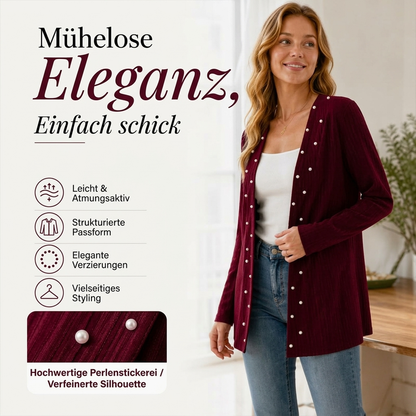🧶Alles muss weg ✌ ✌  Damen Strickjacke mit Perlenbesatz – Weich, feminin & immer passend