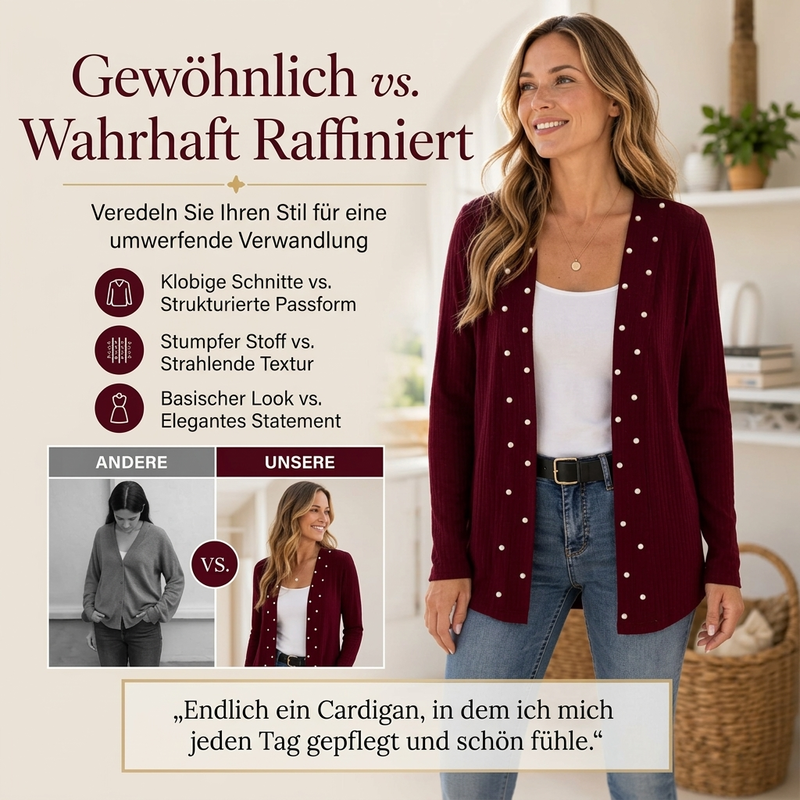 🧶Alles muss weg ✌ ✌  Damen Strickjacke mit Perlenbesatz – Weich, feminin & immer passend