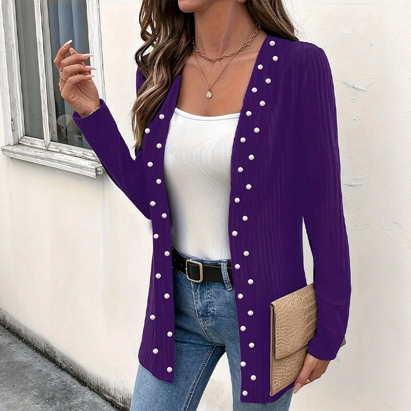 🧶Alles muss weg ✌ ✌  Damen Strickjacke mit Perlenbesatz – Weich, feminin & immer passend