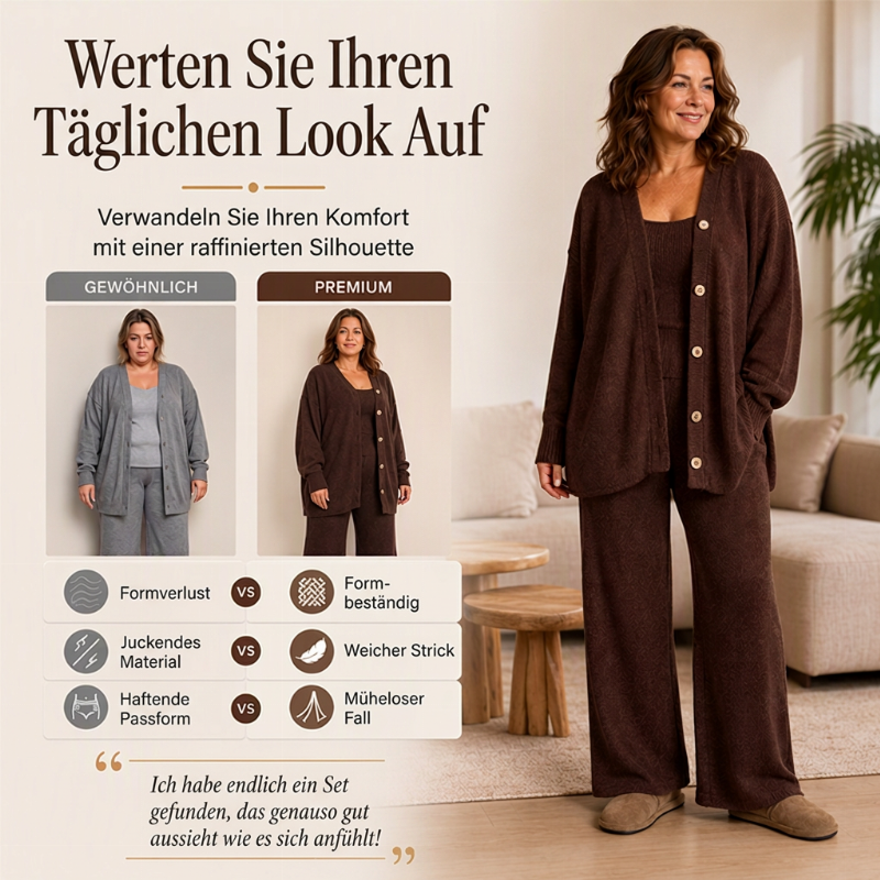 🌪️ Dieser Artikel fliegt raus – der Bestand schmilzt minütlich! Damen 3-teiliges Strick-Loungewear-Set