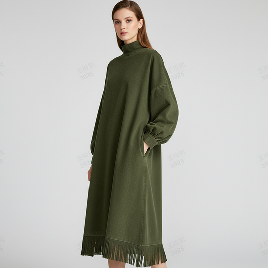 📢📢50%Rabatt!!!🎉✨Unifarbenes Damen Freizeitkleid aus Kunstvelours