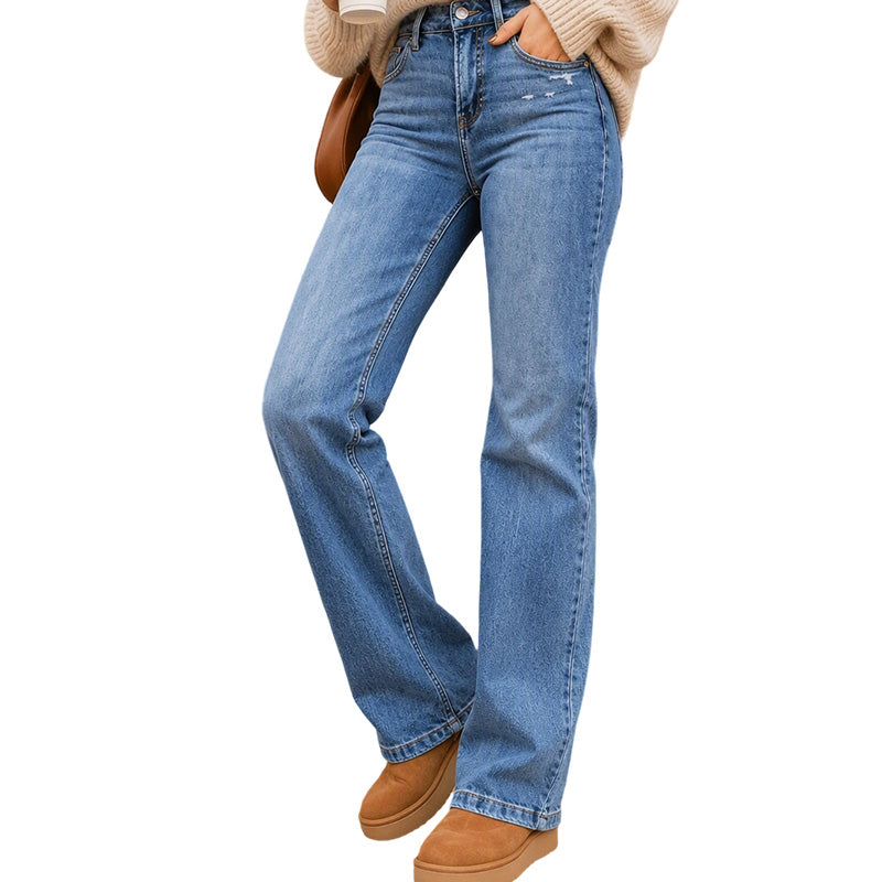 🔥 50% Rabatt – nur heute! 👖 Damen Freizeit-Jeans mit elastischem Hochbund