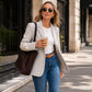 📢🎉50%Rabatt!!!🛍️✨Klassischer Damen-Jackenblazer mit Ein-Knopf-Verschluss