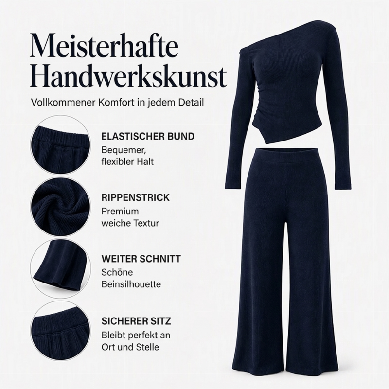 📢📢50%Rabatt!!!🎉✨Damen-Schulterfreies Langarmshirt mit Weitem Hosen Set