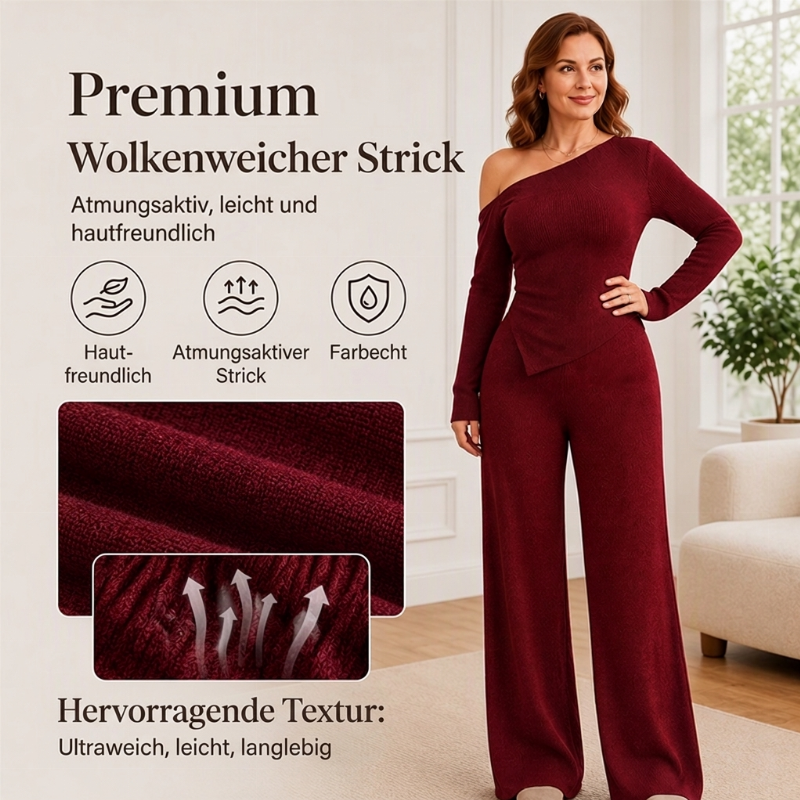 📢📢50%Rabatt!!!🎉✨Damen-Schulterfreies Langarmshirt mit Weitem Hosen Set