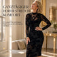 🔥Beliebtes Produkt ！✨2-Teiler Damen Kleid Set mit langärmligem, meshartigem und kettenbedrucktem Bodycon Midikleid und Unterkleid