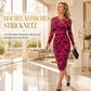 🔥Beliebtes Produkt ！✨2-Teiler Damen Kleid Set mit langärmligem, meshartigem und kettenbedrucktem Bodycon Midikleid und Unterkleid