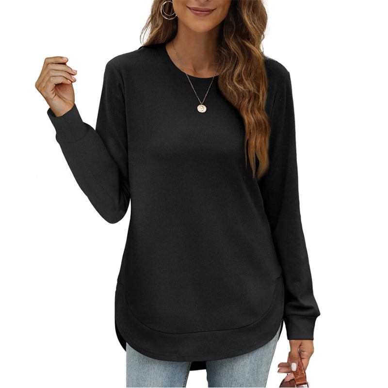 📢📢50%Rabatt!!!🎉✨Einfarbiges Damen-Longsleeve mit High-Low-Saum
