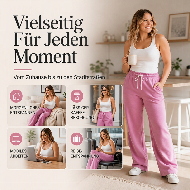 🔥Beliebtes Produkt ！✨Freizeit-Hose mit hoher Taille und weitem Bein für Damen