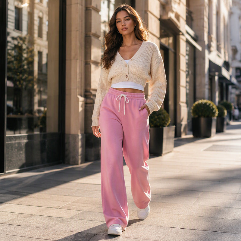 🔥Beliebtes Produkt ！✨Freizeit-Hose mit hoher Taille und weitem Bein für Damen