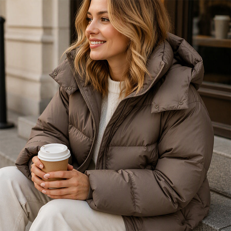 📢📢50%Rabatt!!!🎉✨Dicke, kurze Winterjacke mit Kapuze für Damen