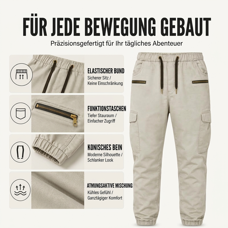 👖 Herren Freizeit Schmalzulauf Cargohose – Lässig, bequem & immer passend – Jetzt 50% Rabatt!