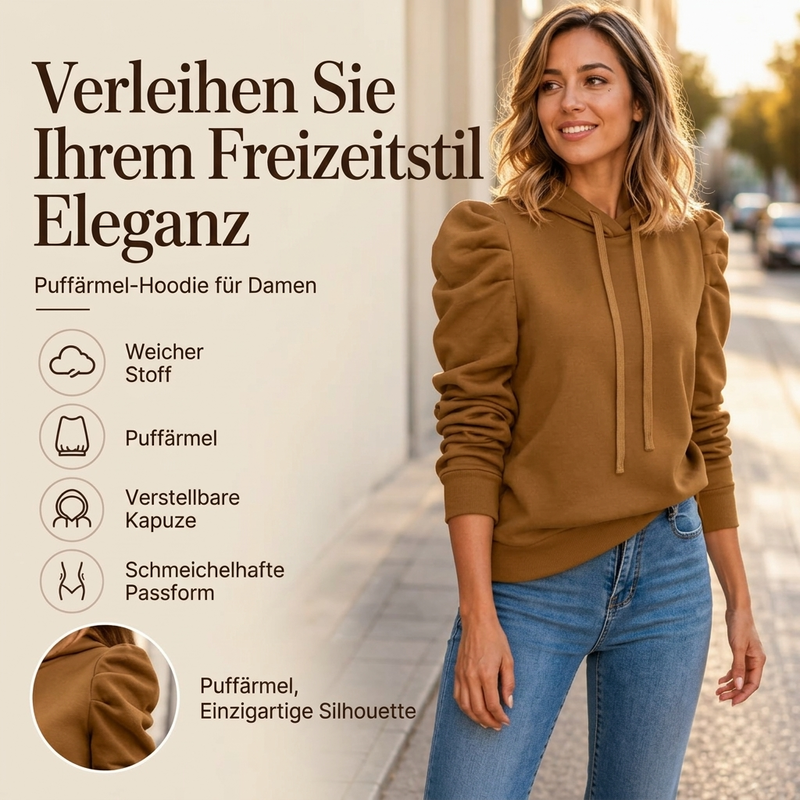 ☁️ Damen Hoodie mit Puffärmeln – Lässig, feminin & immer passend – Jetzt 50% Rabatt!