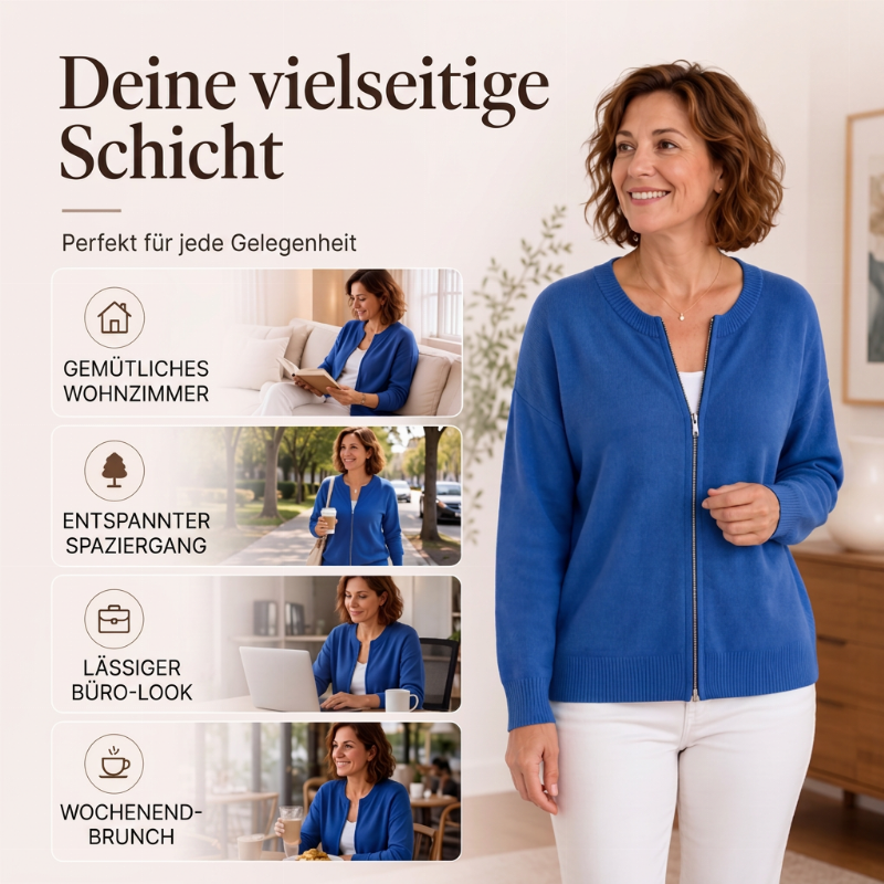🙌 70% WiederkaufquoteLockere Damen-Strickjacke mit Reißverschluss