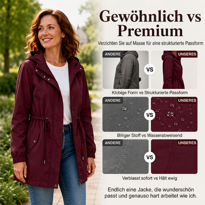 🏷️ Halber Preis – jetzt zugreifen! ✨ Damen mittellänge Windjacke mit Kapuze