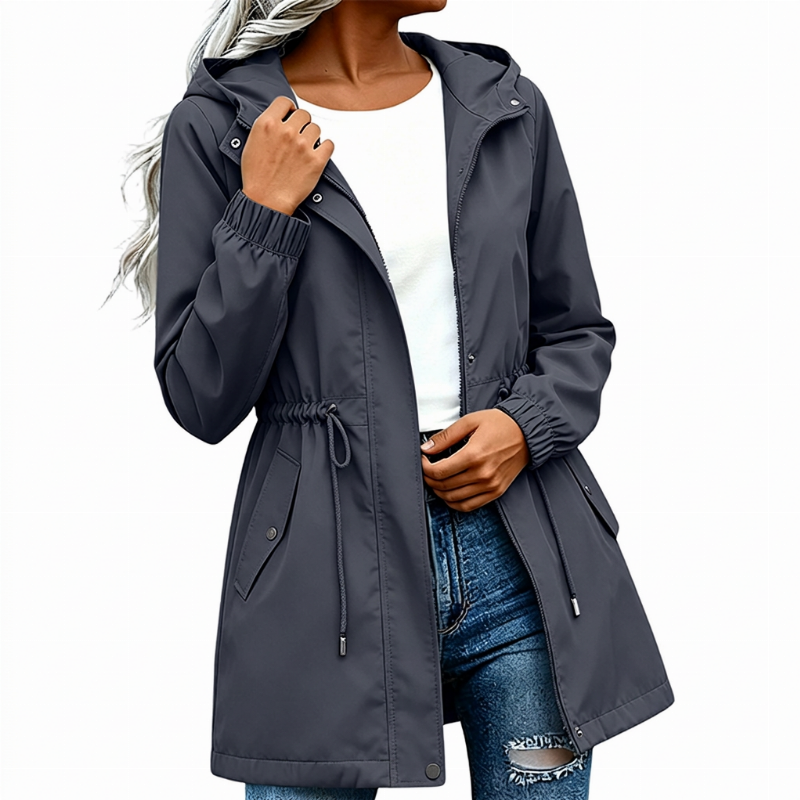 🏷️ Halber Preis – jetzt zugreifen! ✨ Damen mittellänge Windjacke mit Kapuze