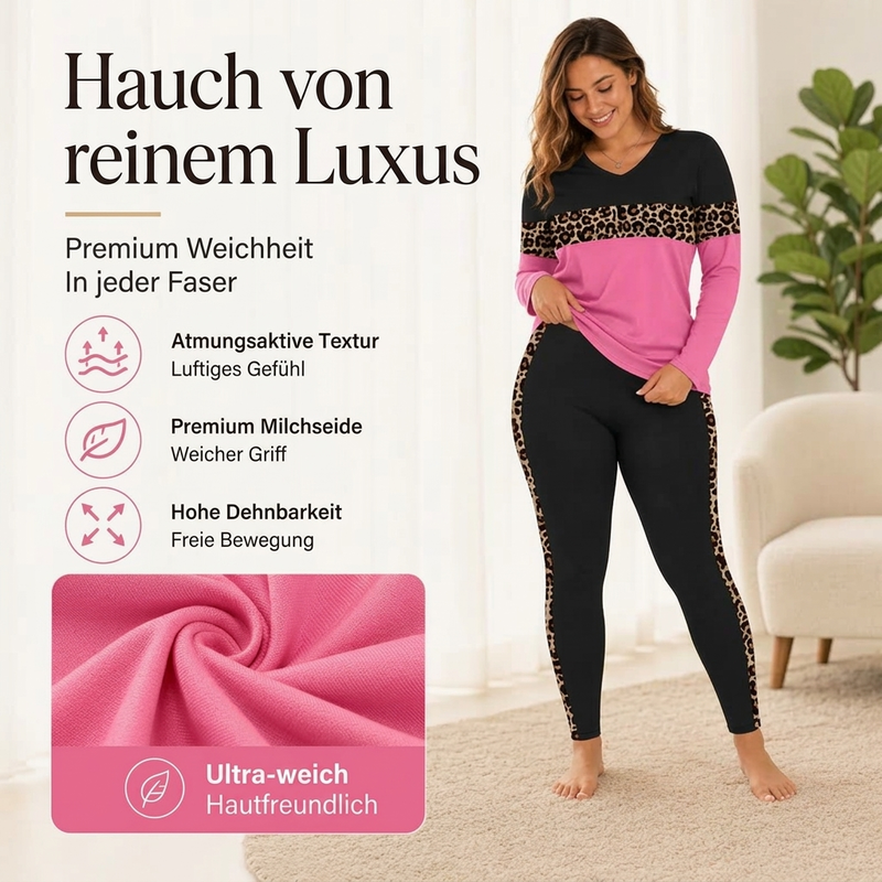 🏆 Verkaufsschlager – jetzt halber Preis! Zweiteiliges Freizeit-Set mit Leopardenmuster für Damen