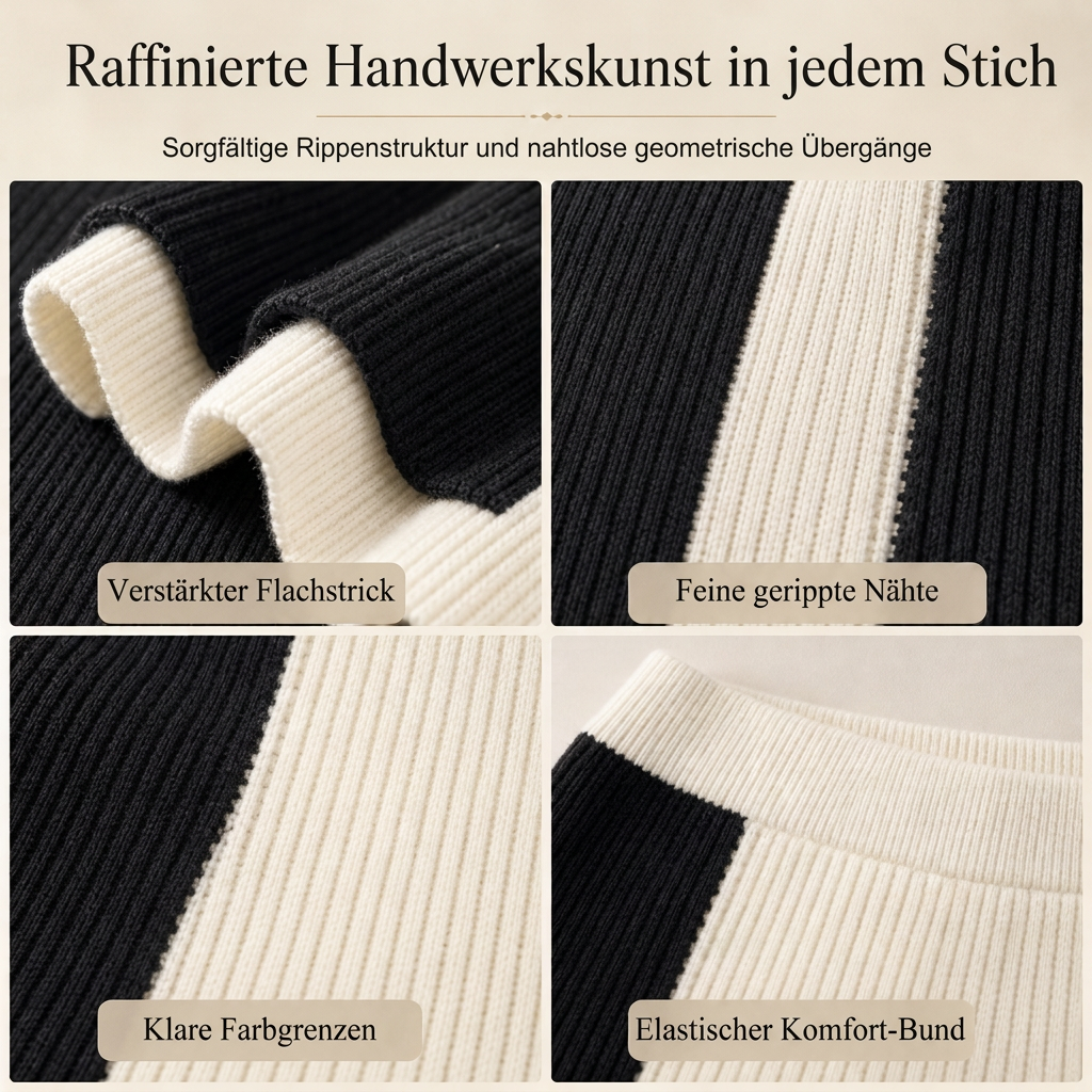 📢📢50%Rabatt!!!🎉✨Herbst-Winter Farbblock Strick Zweiteiler Damen – Verdickter Pullover und Rock