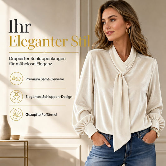 🔥Beliebtes Produkt ！✨Damen Samt Langarm-T-Shirt mit Schleifen-Design