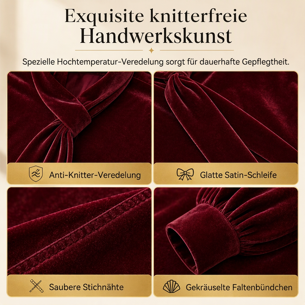 🔥Beliebtes Produkt ！✨Damen Samt Langarm-T-Shirt mit Schleifen-Design