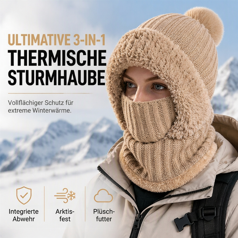 📢📢50%Rabatt!!!🎉✨Damen Winter Einteilige Gestrickte Mütze Schal Maske