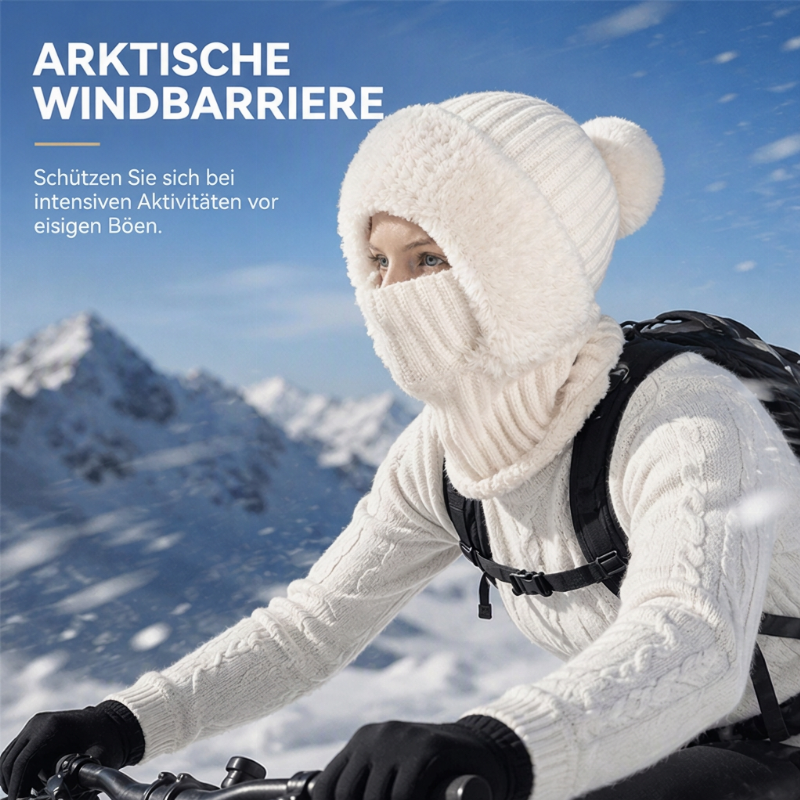 📢📢50%Rabatt!!!🎉✨Damen Winter Einteilige Gestrickte Mütze Schal Maske