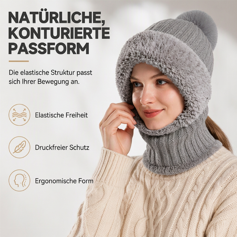 📢📢50%Rabatt!!!🎉✨Damen Winter Einteilige Gestrickte Mütze Schal Maske