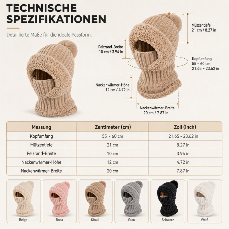 📢📢50%Rabatt!!!🎉✨Damen Winter Einteilige Gestrickte Mütze Schal Maske