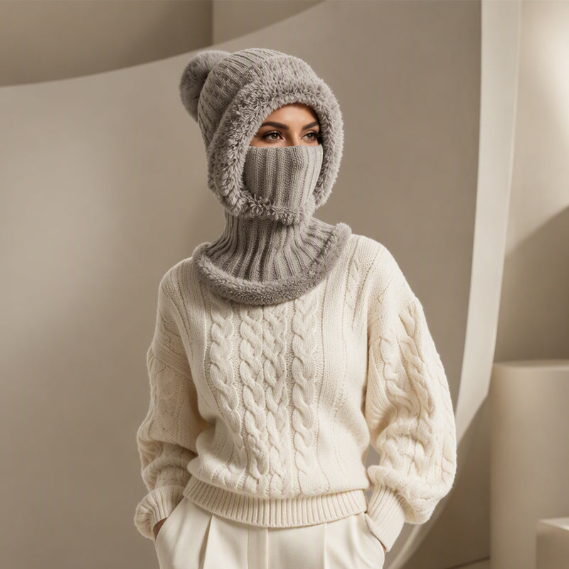 📢📢50%Rabatt!!!🎉✨Damen Winter Einteilige Gestrickte Mütze Schal Maske