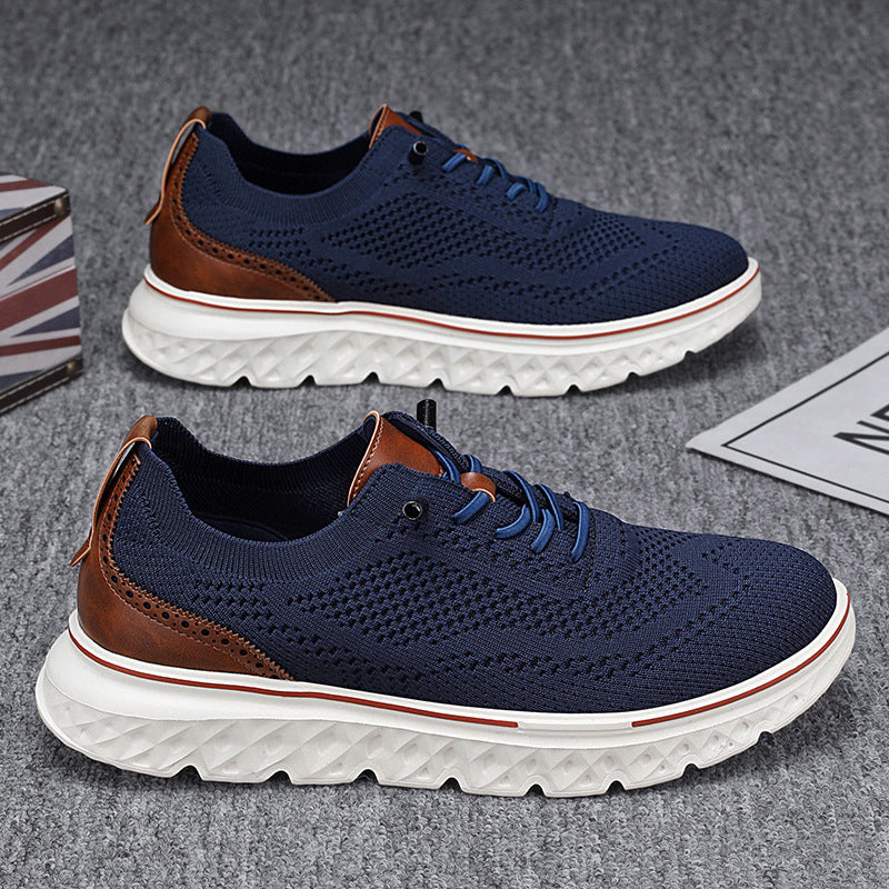 🚨 Eilmeldung: 50% endet heute Nacht! Atmungsaktive, leichte Strick-Sneaker für Herren mit Patchwork-Design
