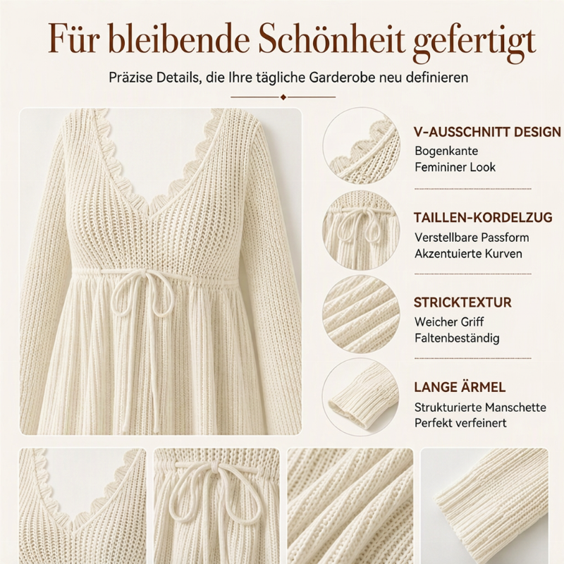 🔥Beliebtes Produkt ！✨Damen Sexy V-Ausschnitt Kragen Zugband Strickpullover