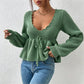 🔥Beliebtes Produkt ！✨Damen Sexy V-Ausschnitt Kragen Zugband Strickpullover
