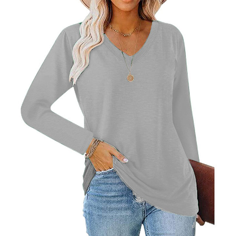 🙌 70% WiederkaufquoteLässiges Damen-Langarmshirt mit V-Ausschnitt