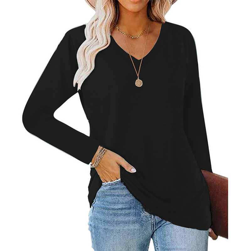 🙌 70% WiederkaufquoteLässiges Damen-Langarmshirt mit V-Ausschnitt