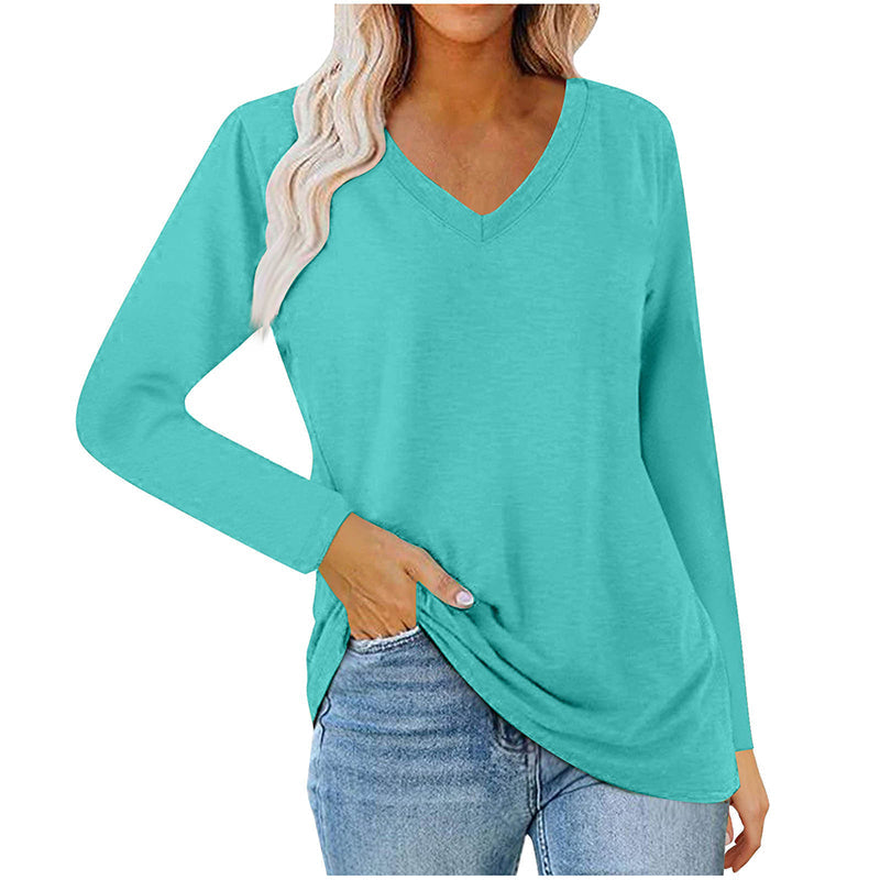 🙌 70% WiederkaufquoteLässiges Damen-Langarmshirt mit V-Ausschnitt