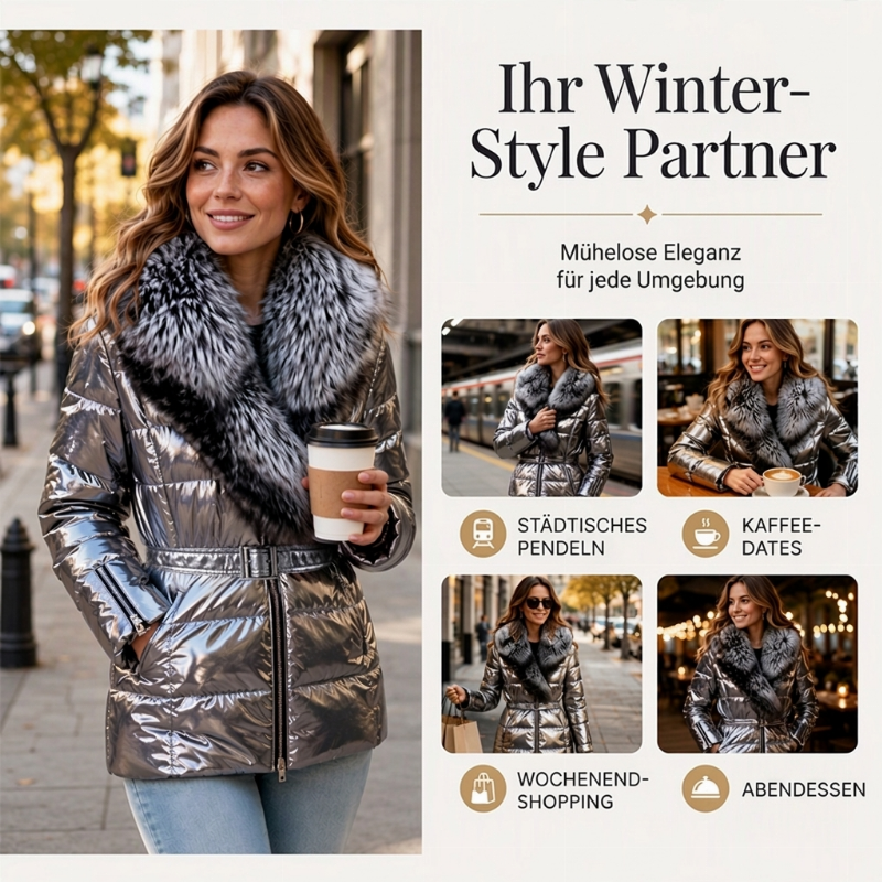📢📢50%Rabatt!!!🎉✨Gesteppte Damenjacke mit Kunstfellkragen