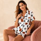 🌟 Der Look, den alle suchen – bei uns 50% günstiger!  Damen 3-teiliges Pyjama-Set mit Hochlandkuh-Print