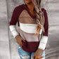 📢🎉50%Rabatt!!!🛍️✨Damen Kapuzen-Strickpullover mit Color-Block-Design und Lochstrick