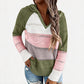 📢🎉50%Rabatt!!!🛍️✨Damen Kapuzen-Strickpullover mit Color-Block-Design und Lochstrick