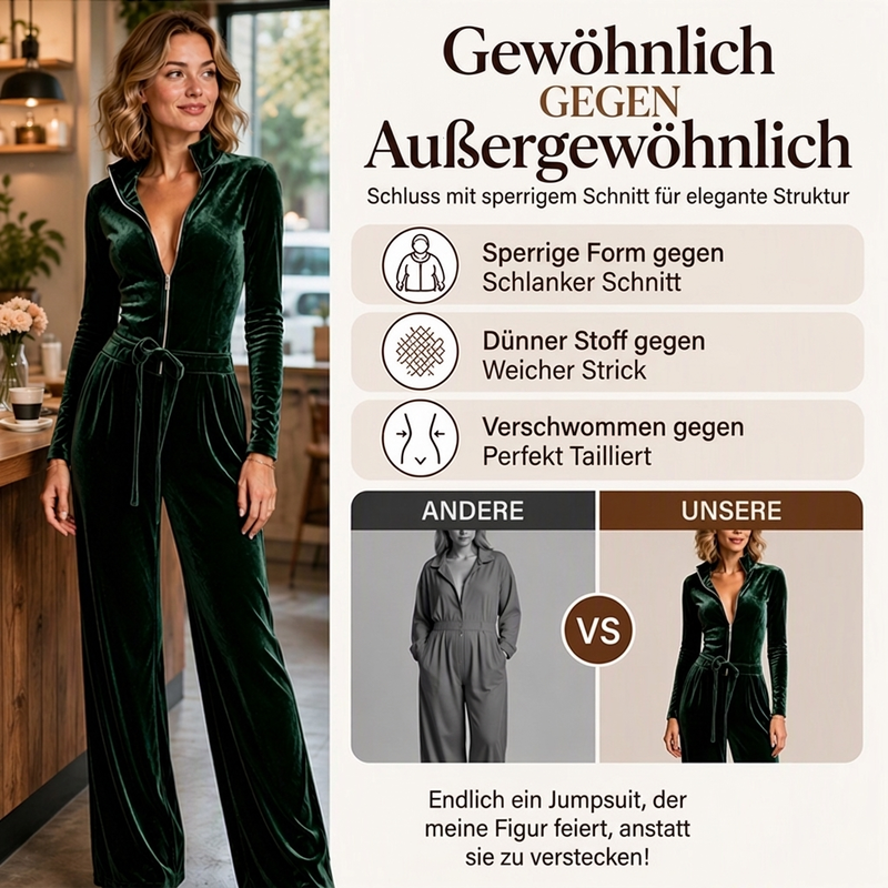 📢🎉50%Rabatt!!!🛍️✨Damen Schicker Samt-Overall mit Stehkragen
