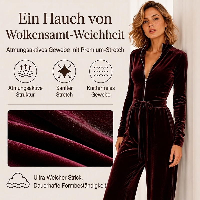 📢🎉50%Rabatt!!!🛍️✨Damen Schicker Samt-Overall mit Stehkragen