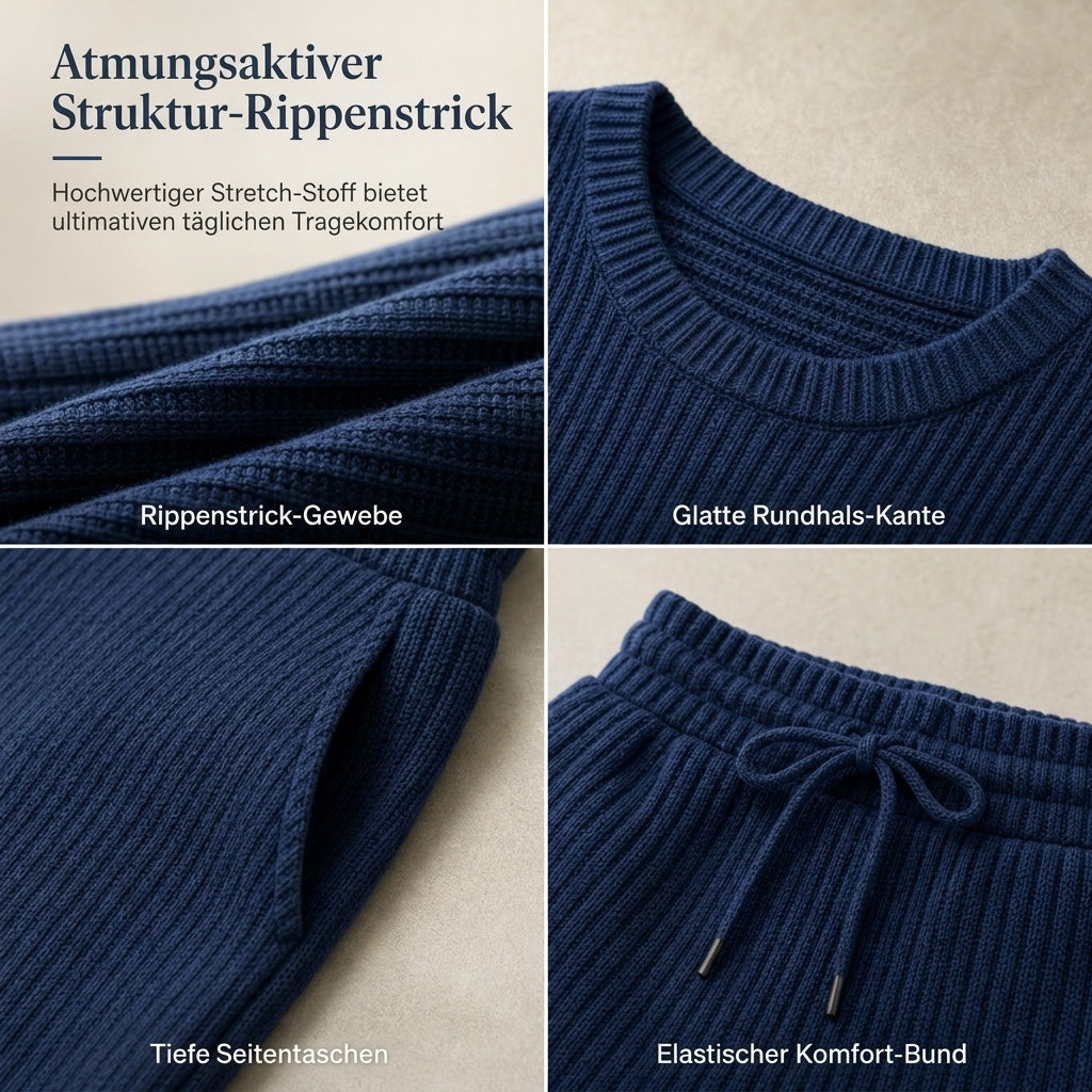 📢🎉50%Rabatt!!!🛍️✨Damen Herbst Winter Rippstrick Zweiteiler Freizeit Langarm Oberteil und Weite Hose