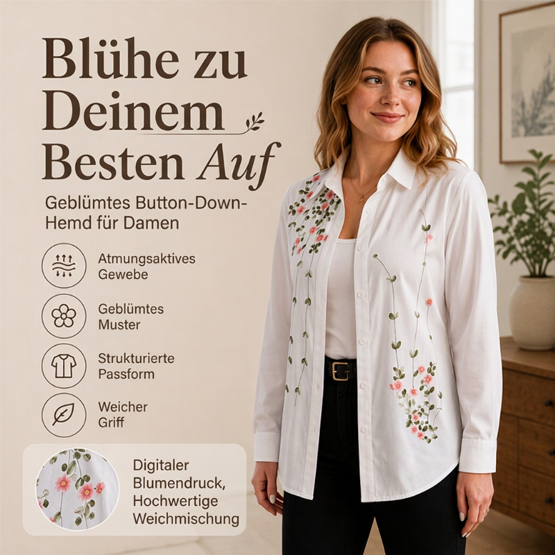 📢🎉50%Rabatt!!!🛍️✨Damen Blumendruck Langarmhemd