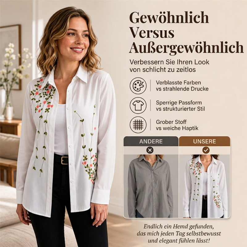 📢🎉50%Rabatt!!!🛍️✨Damen Blumendruck Langarmhemd